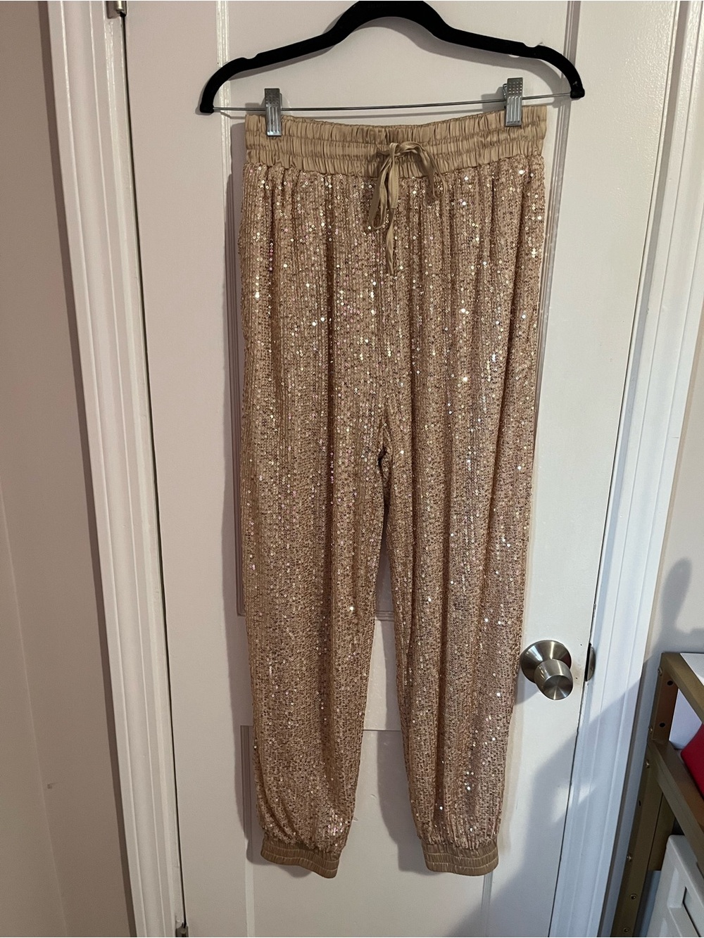 NWT mittoshop Gold Sequin Jogger Pants